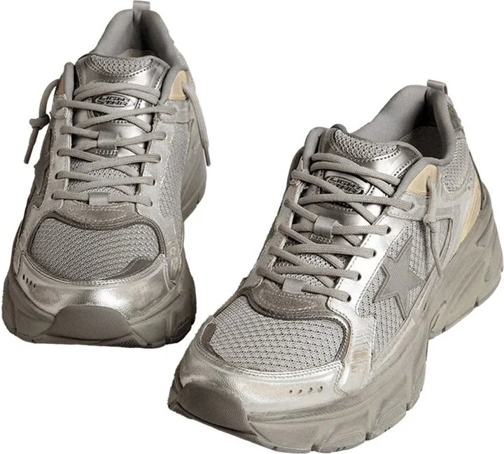 Golden Goose Lightstar Sneakers In Laminated Leather And Mesh Shoes - Image 4