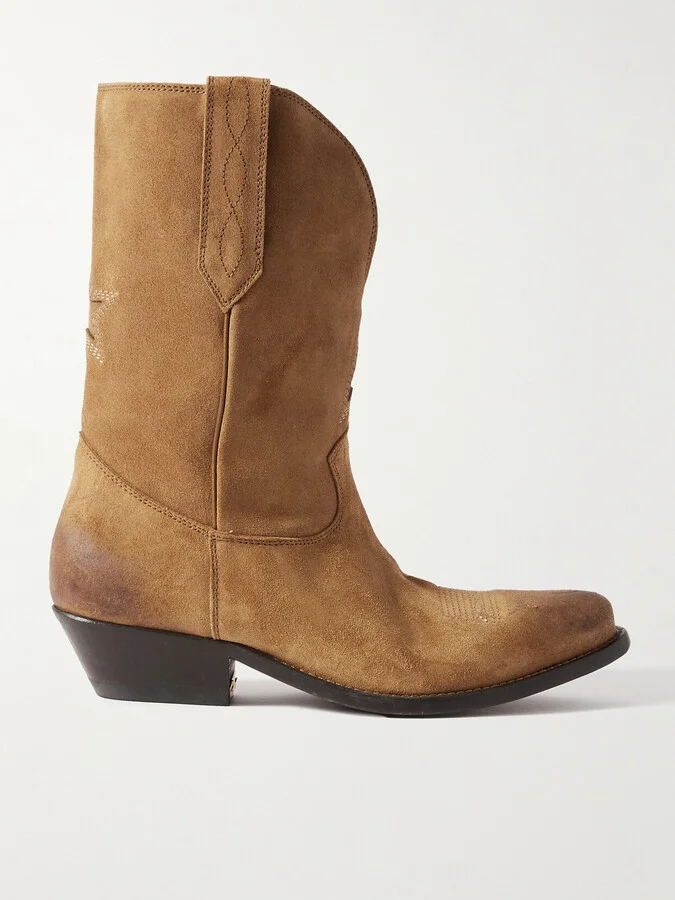 Golden Goose - Low Wish Star Suede Cowboy Boots - Brown