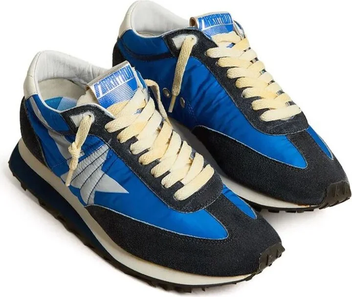 Golden Goose Marathon Sneakers With Blue Nylon Upper And White Star Shoes - Image 3