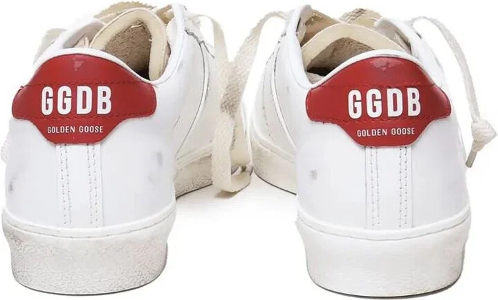Golden Goose Matchstar Sneakers In Glossy Leather With Glossy Red Leather Heel Tab Shoes - Image 3