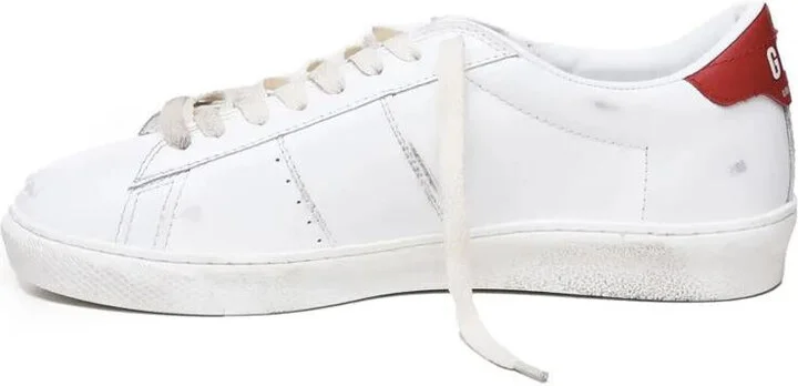 Golden Goose Matchstar Sneakers In Glossy Leather With Glossy Red Leather Heel Tab Shoes - Image 4