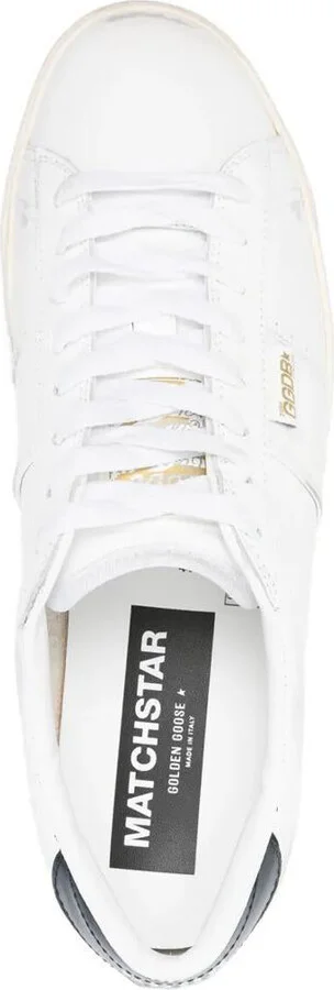 Golden Goose Matchstar Sneakers In Leather With Dark Blue Leather Heel Tab Shoes - Image 4