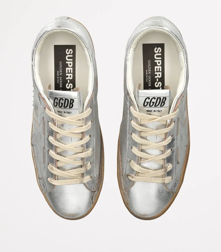 Golden Goose Metallic Leather Super-Star Sneakers - Image 6