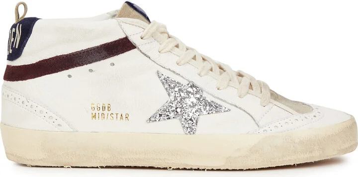 Golden Goose Mid Star Distressed Leather Sneakers
