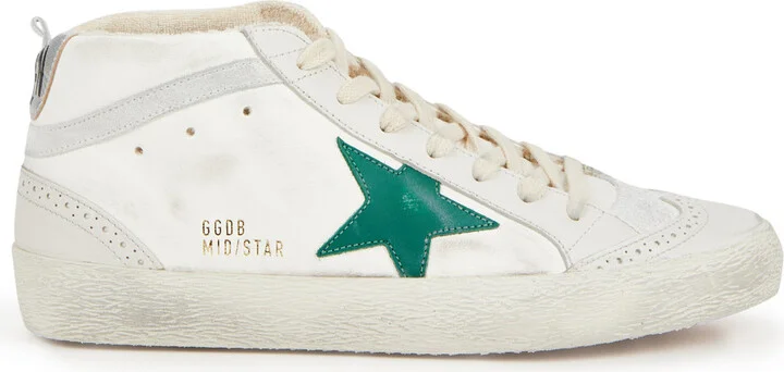 Golden Goose Mid Star Distressed Leather Sneakers