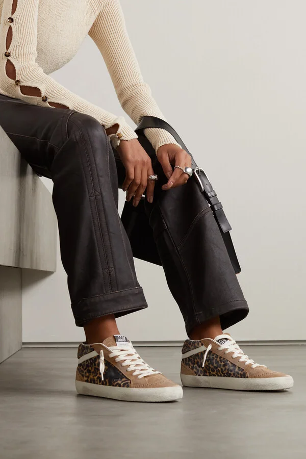 Golden Goose - Mid Star Distressed Leather-trimmed Leopard-print Suede Sneakers - Animal print - Image 2
