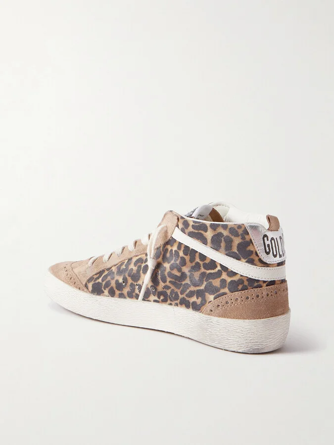 Golden Goose - Mid Star Distressed Leather-trimmed Leopard-print Suede Sneakers - Animal print - Image 3