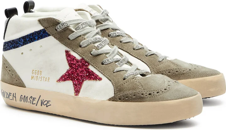 Golden Goose Mid Star Distressed Panelled Leather Sneakers - Image 2