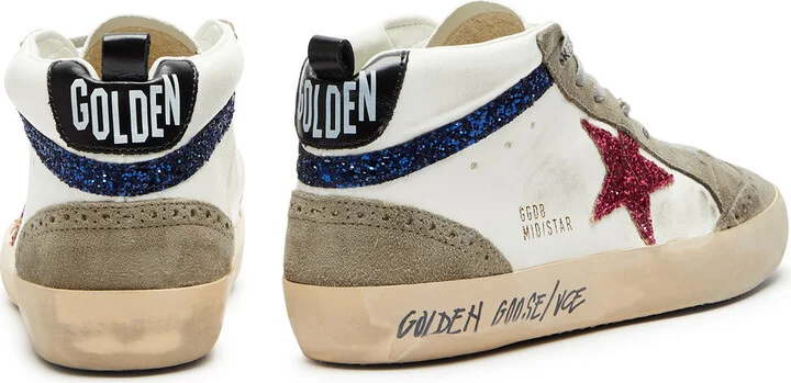 Golden Goose Mid Star Distressed Panelled Leather Sneakers - Image 3