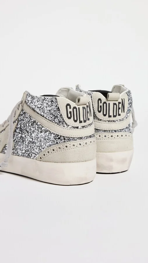 Golden Goose Mid Star Glitter Upper Suede Toe Star Wave Heel and Spur Sneakers - Image 2