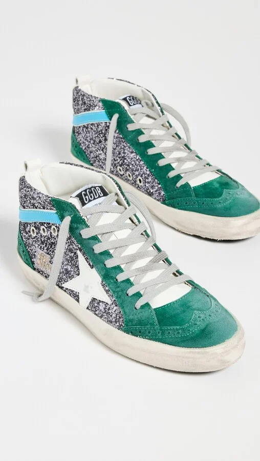 Golden Goose Mid Star Glitter Upper Suede Wave Sneakers - Image 5
