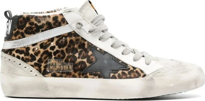Golden Goose "Mid Star" Horsy Upper Suede Toe And Spur Leather Star And Heel Laminated Wave Shoes - Image 3