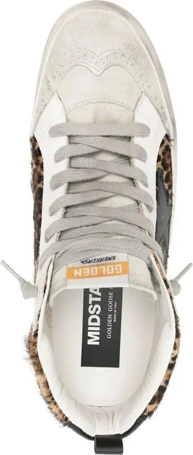 Golden Goose "Mid Star" Horsy Upper Suede Toe And Spur Leather Star And Heel Laminated Wave Shoes - Image 4