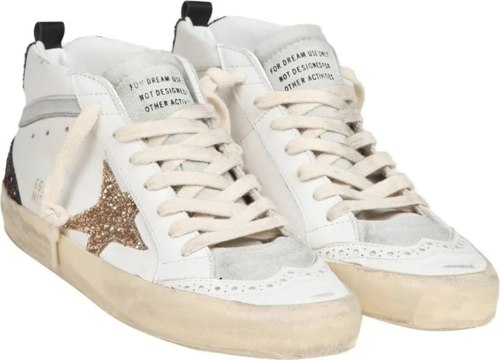 Golden Goose Mid Star In Leather And Suede With Glitter Star - Image 2