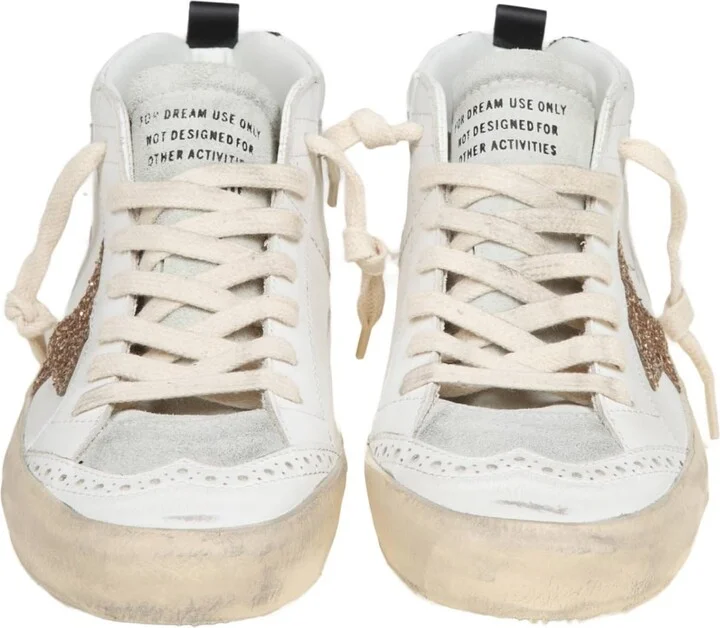 Golden Goose Mid Star In Leather And Suede With Glitter Star - Image 3