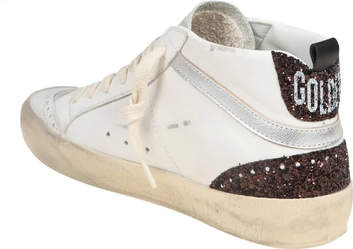 Golden Goose Mid Star In Leather And Suede With Glitter Star - Image 4