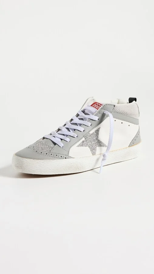 Golden Goose Mid Star Leather and Net Crystal Star Sneakers - Image 2