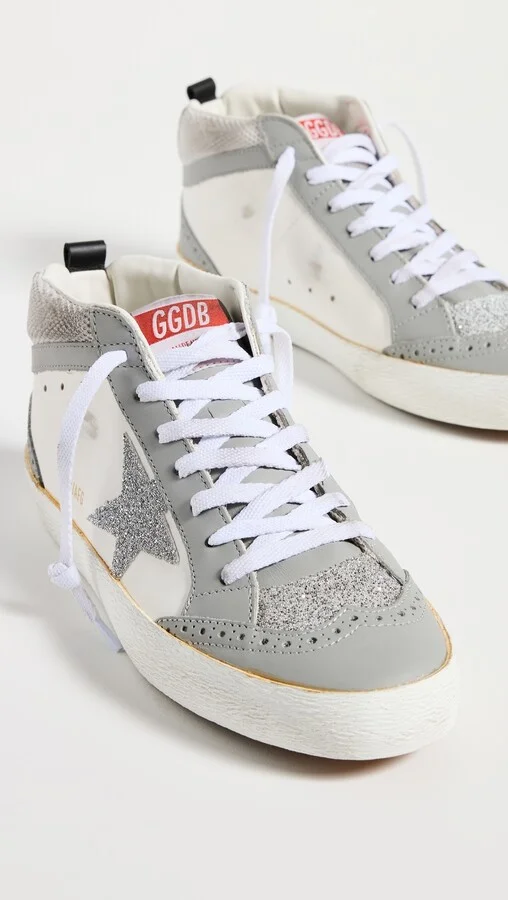 Golden Goose Mid Star Leather and Net Crystal Star Sneakers - Image 3