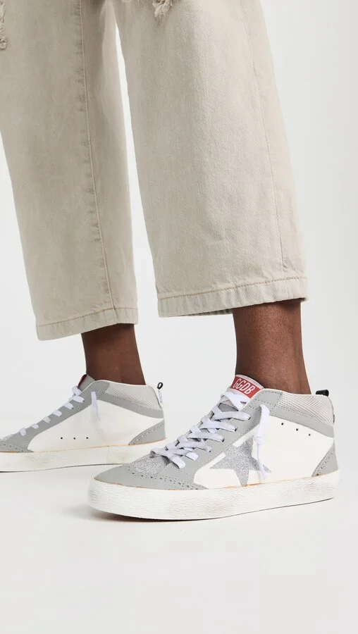 Golden Goose Mid Star Leather and Net Crystal Star Sneakers - Image 5