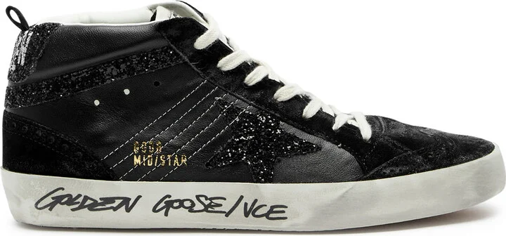 Golden Goose Mid Star Panelled Leather Sneakers