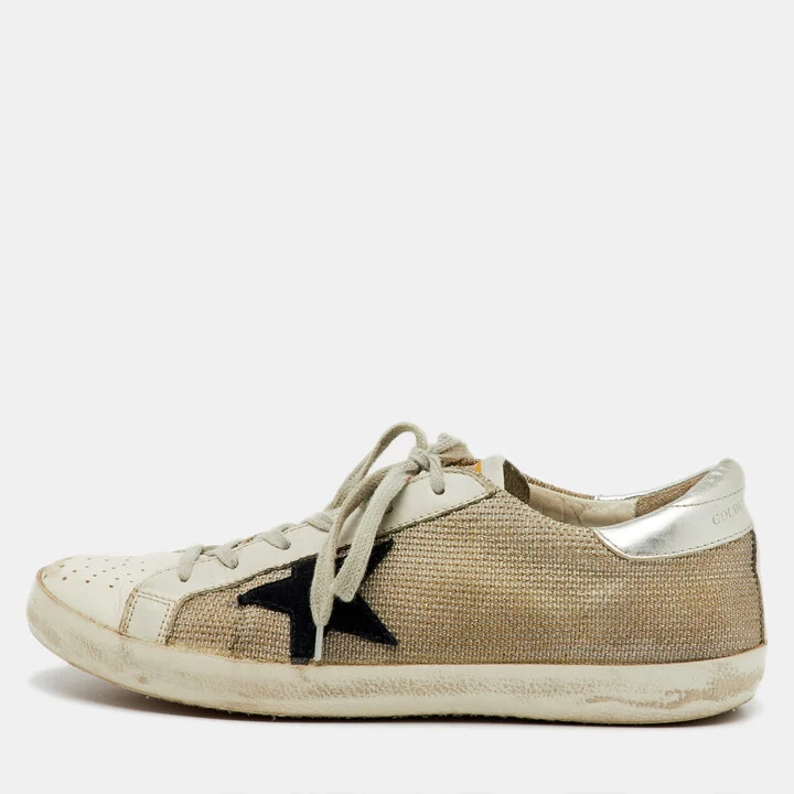 Golden Goose Multicolor Knit Fabric and Leather Superstar Low Top Sneakers Size 40