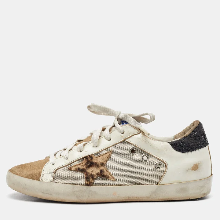 Golden Goose Multicolor Suede and Leather Superstar Low Top Sneakers Size 38
