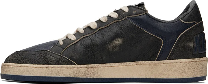 Golden Goose Navy Ball Star Double Quarter Sneakers - Image 3