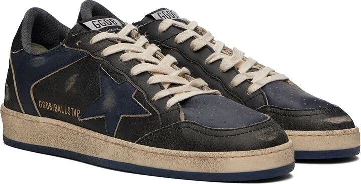 Golden Goose Navy Ball Star Double Quarter Sneakers - Image 4