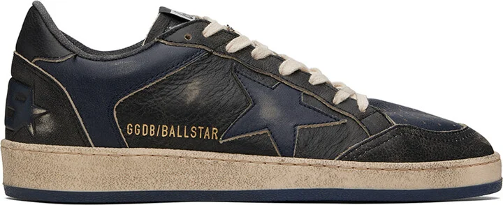 Golden Goose Navy Ball Star Double Quarter Sneakers