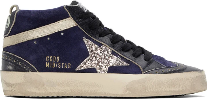 Golden Goose Navy Mid Star Sneakers
