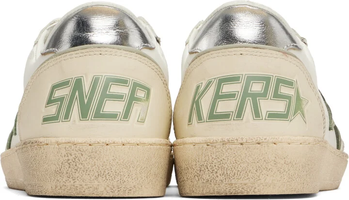 Golden Goose Off-White & Khaki Ball Star Sneakers - Image 2