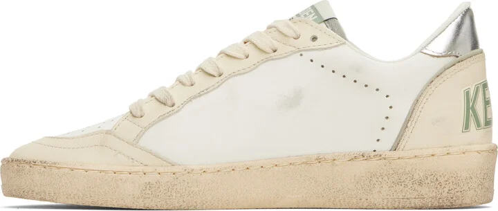 Golden Goose Off-White & Khaki Ball Star Sneakers - Image 3