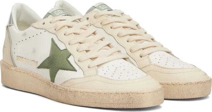 Golden Goose Off-White & Khaki Ball Star Sneakers - Image 4