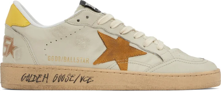 Golden Goose Off-White & Yellow Ball Star Sneakers