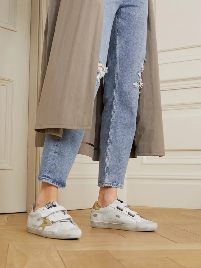 Golden Goose - Old School Distressed Leather Sneakers - White - Image 2