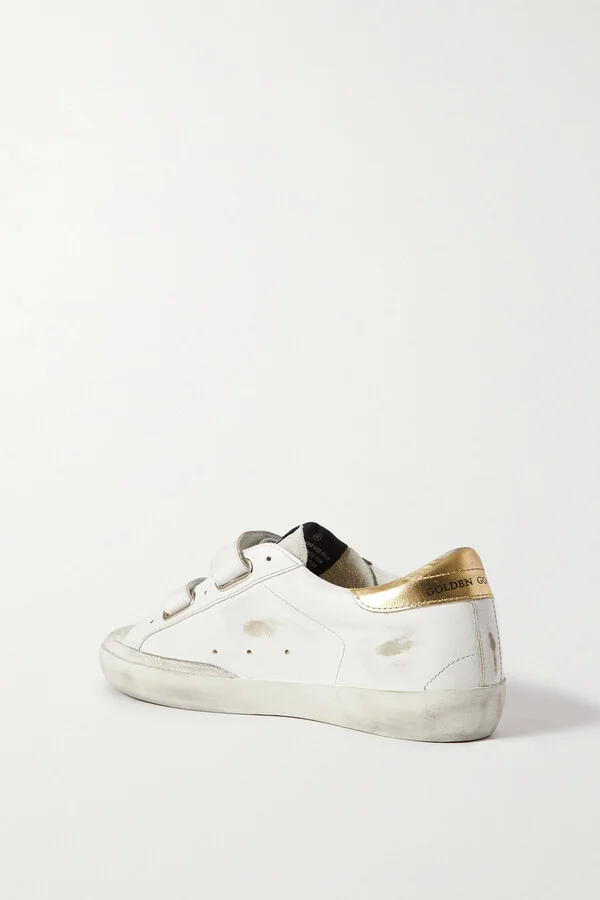 Golden Goose - Old School Distressed Leather Sneakers - White - Image 3
