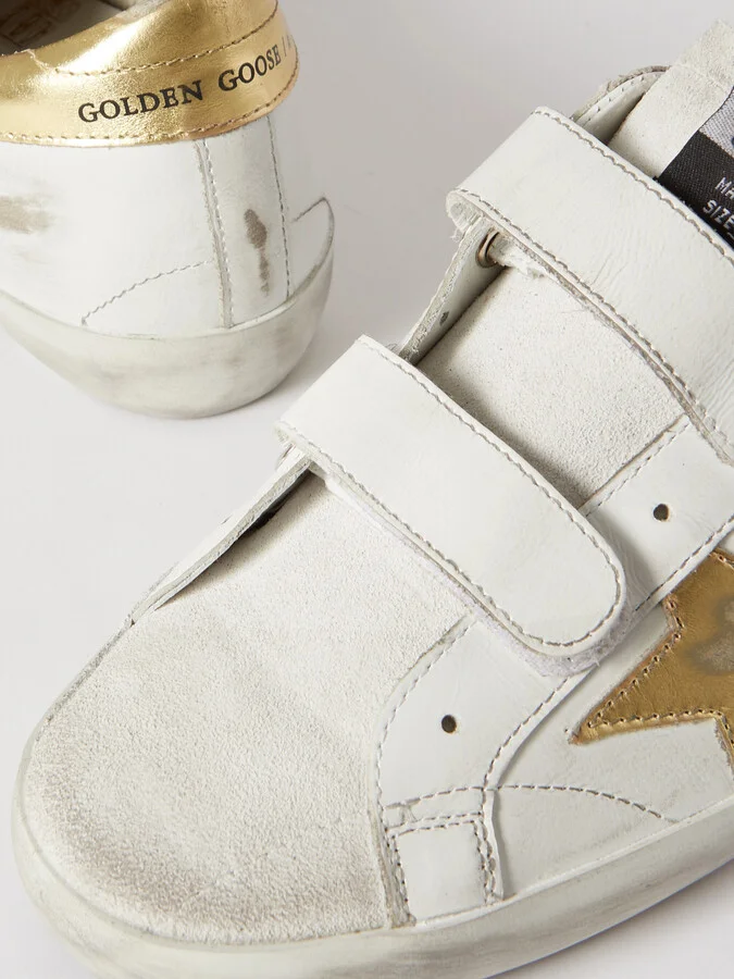 Golden Goose - Old School Distressed Leather Sneakers - White - Image 4