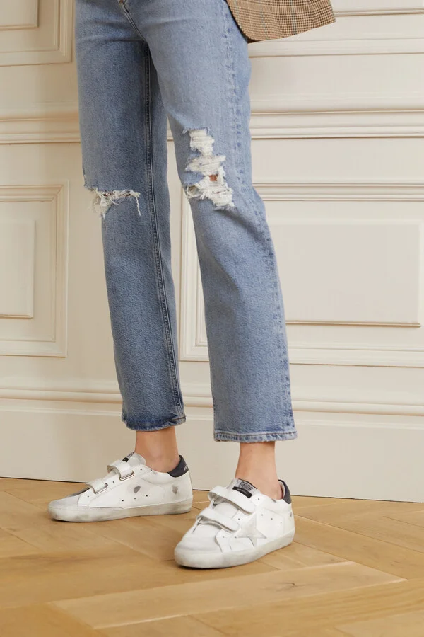 Golden Goose - Old School Distressed Leather Sneakers - White - Image 2