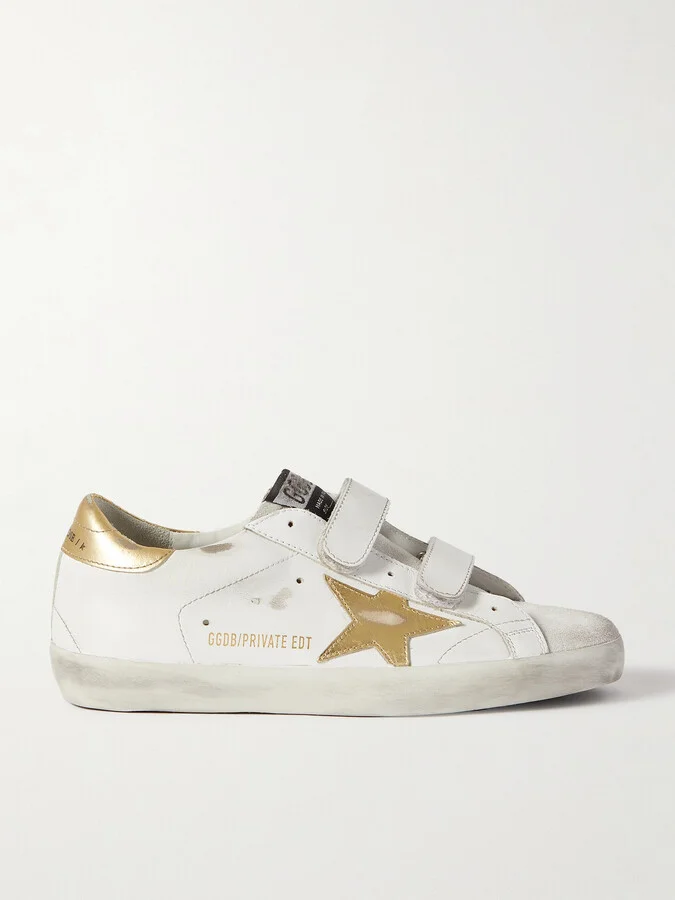 Golden Goose - Old School Distressed Leather Sneakers - White