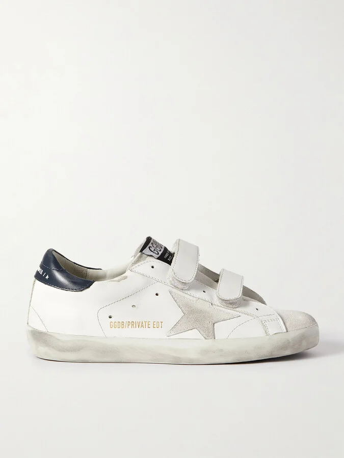 Golden Goose - Old School Distressed Leather Sneakers - White