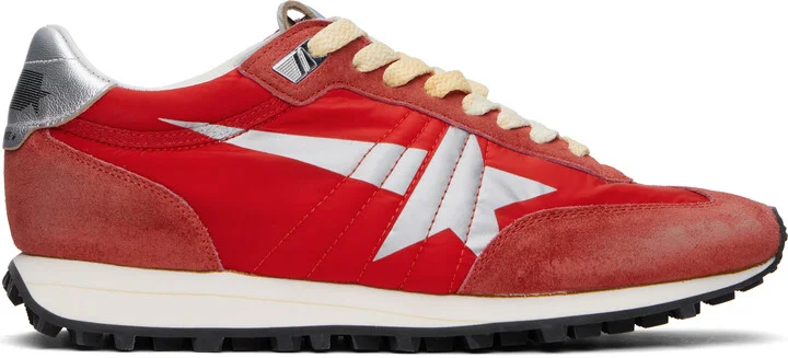Golden Goose Red & Silver Marathon Sneakers