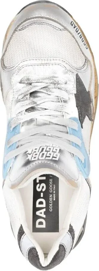 Golden Goose "Running Dad" Mesh And Laminated Leather Upper Suede Star Laminated Leather Toe And Tongue Sneakers Shoes - Image 2