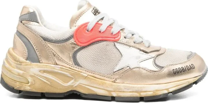 Golden Goose "Running" Dadmesh And Laminated Leather Upper Leather Star Laminated Leather Toe And Tongue Shoes