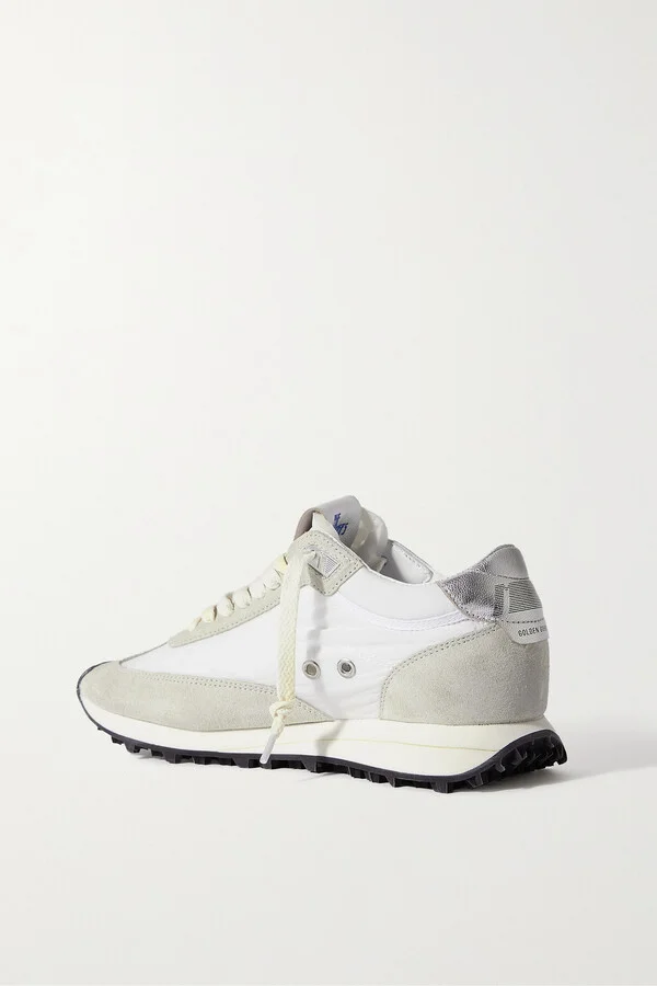 Golden Goose - Running Marathon Distressed Leather-trimmed Shell And Suede Sneakers - White - Image 3