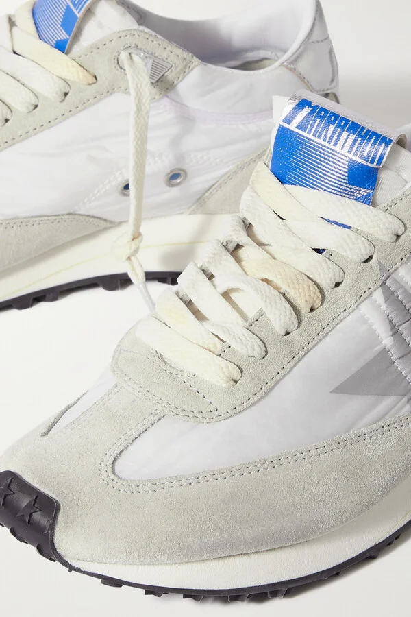 Golden Goose - Running Marathon Distressed Leather-trimmed Shell And Suede Sneakers - White - Image 4