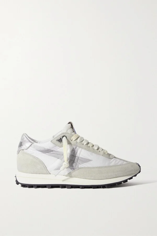 Golden Goose - Running Marathon Distressed Leather-trimmed Shell And Suede Sneakers - White
