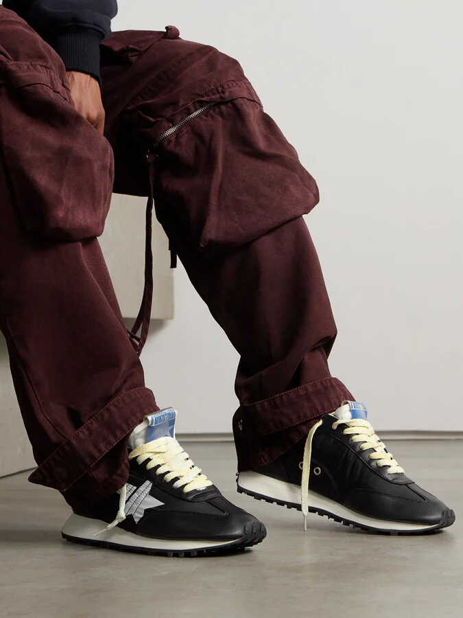 Golden Goose - Running Marathon Leather-trimmed Shell Sneakers - Black - Image 2