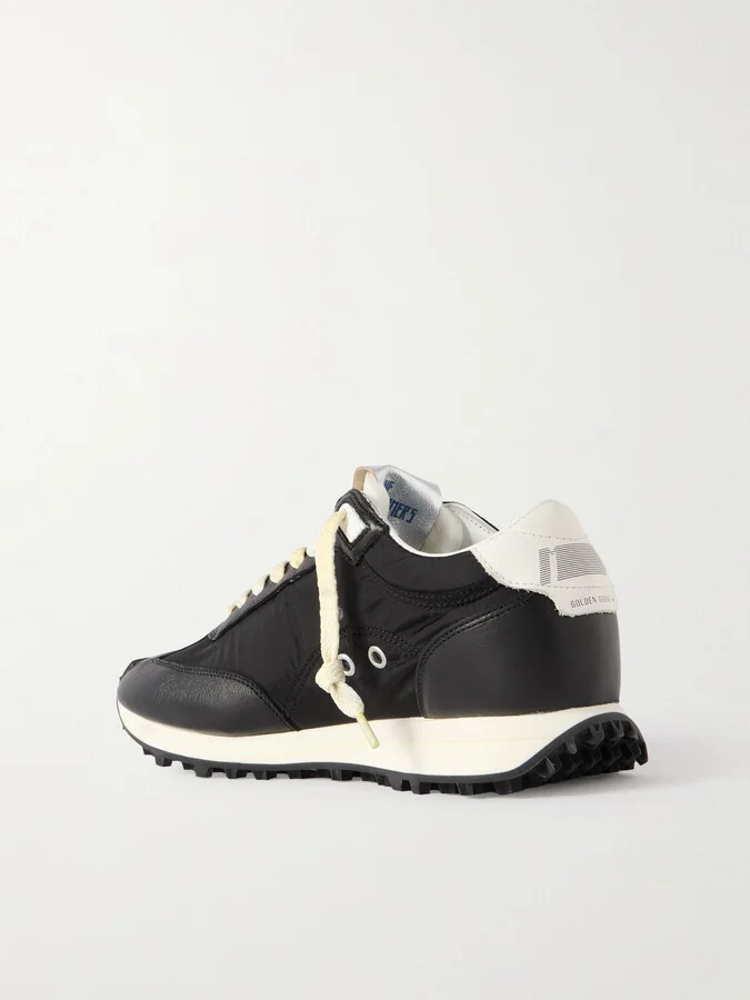 Golden Goose - Running Marathon Leather-trimmed Shell Sneakers - Black - Image 3