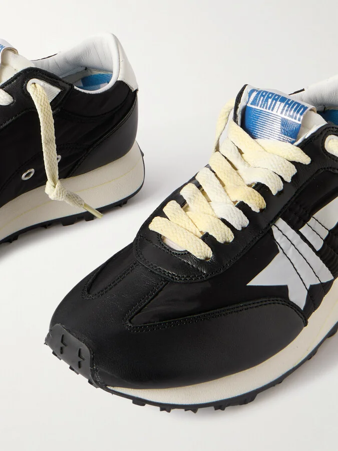 Golden Goose - Running Marathon Leather-trimmed Shell Sneakers - Black - Image 4