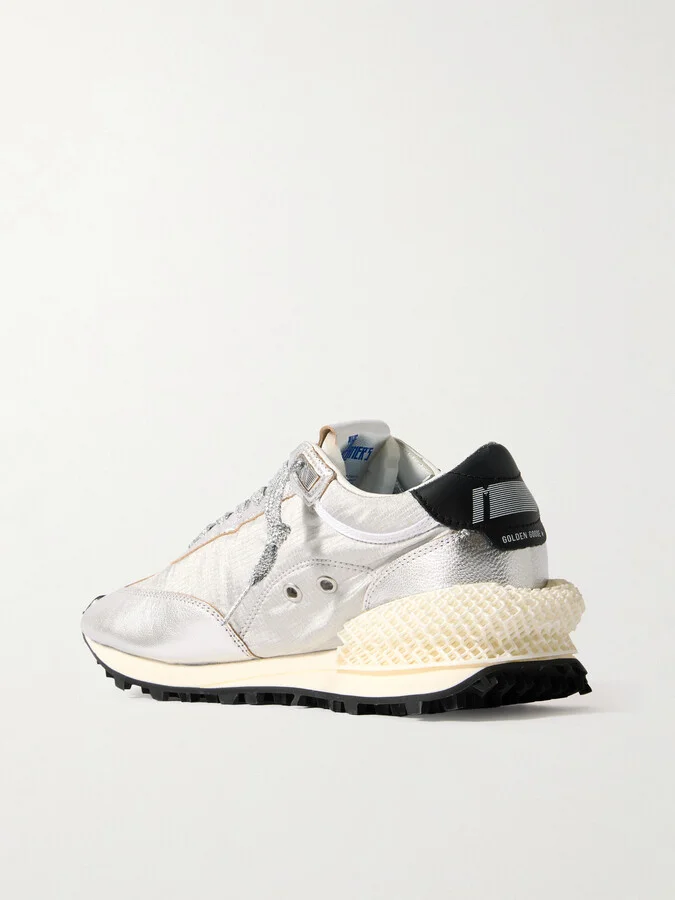 Golden Goose - Running Marathon Metallic Rubber And Leather-trimmed Ripstop Sneakers - Silver - Image 3